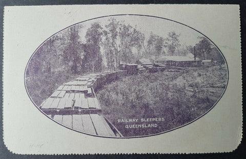 Australia Letter Card 1d full face KGV Railway Sleepers Qld train timber LC18-109