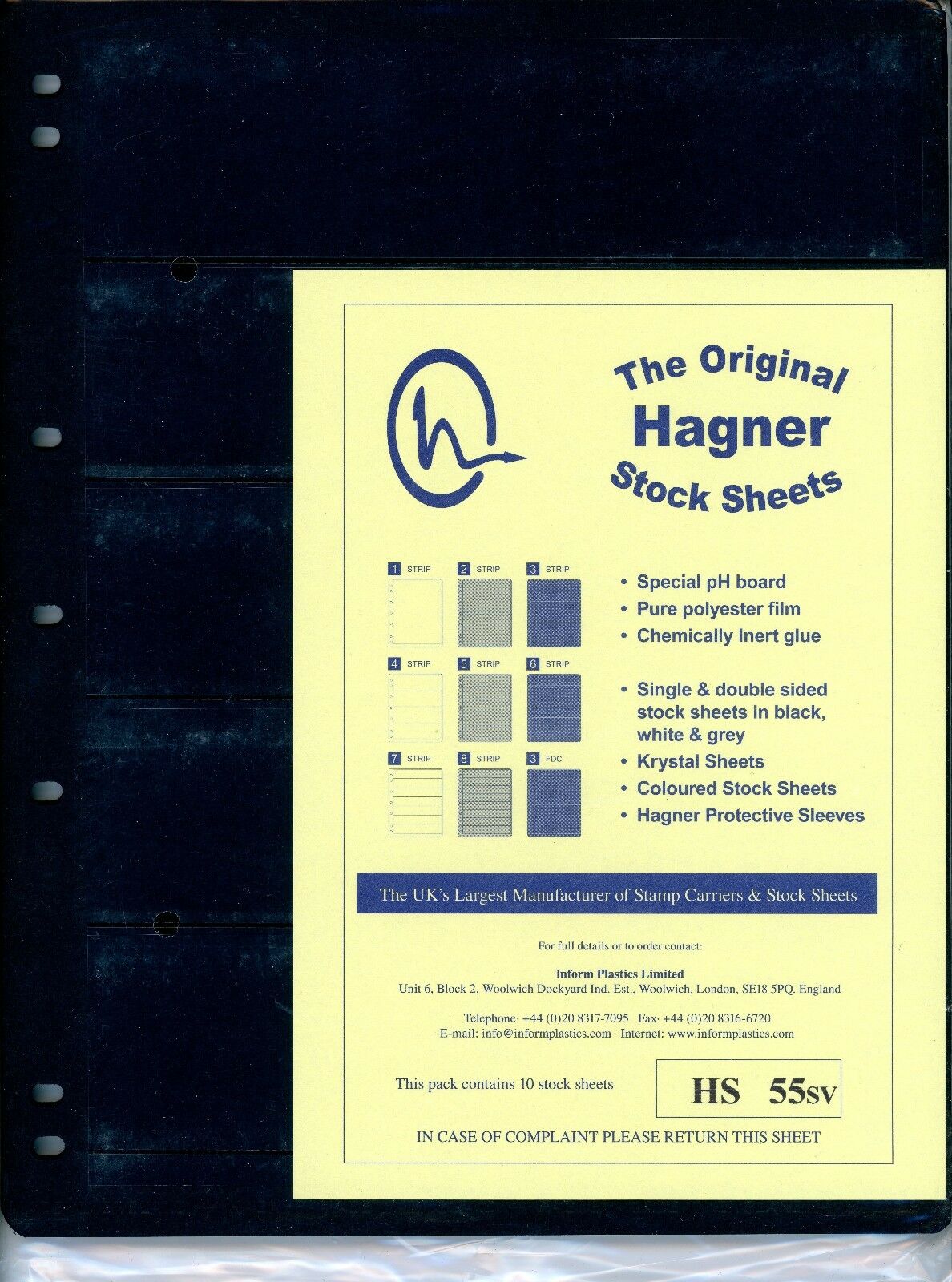 Hagner 5 Pocket Double Sided Stamp Stock Sheets Pack of 10