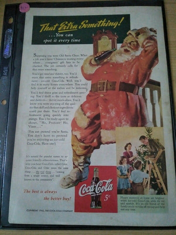 Coca-Cola 1942 Vintage Original Santa Advertisement