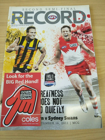 2011 AFL Second Semi-Final Hawthorn V Sydney Football Record