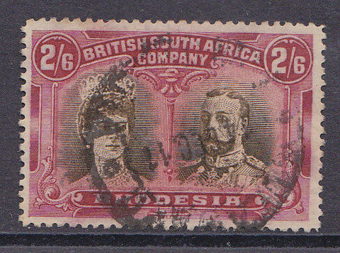 Rhodesia SG 156 2/6 sepia and deep crimson KGV Double Head Used