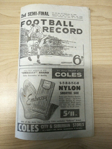 VFL 1959 September 12 Football Record 2nd Semi Final Melbourne v Carlton