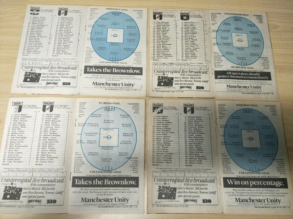 Lot Of 1987 VFL Football Records Collingwood Games x 20