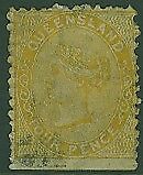 Queensland Australian States SG 141 4d orange-yellow Chalon Imperf at base. Used