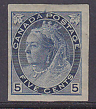 Canada British North America SG 157a 5c slate-blue Queen Victoria imperf variety