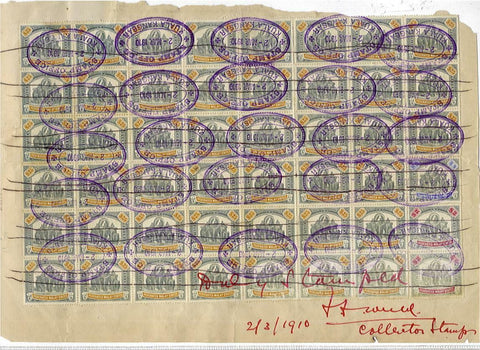 Federated Malay States FMS Part document bearing $25 Elephant Revenue x43, +$2x2