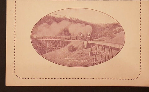 Australia Letter Card 1d KGV fullface Viaduct near Adelaide ACSC LC30-136A train