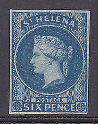 St Helena Queen Victoria SG 1  1856  6d blue Mint