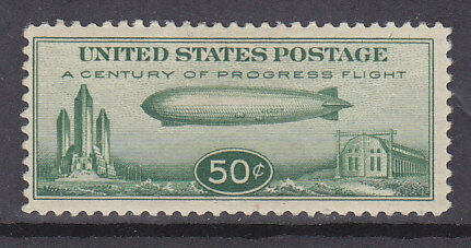 USA Scott# C18 Air Graf Zeppelin 50c green MLH