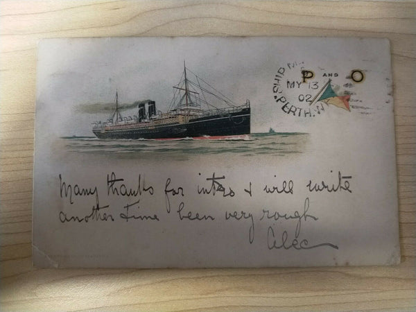 Western Australia P&O Perth Postmark Fremantle Ship Postcard