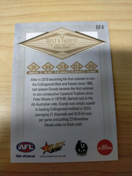 2020 Select Footy Stars Best and Fairest Brodie Grundy Collingwood