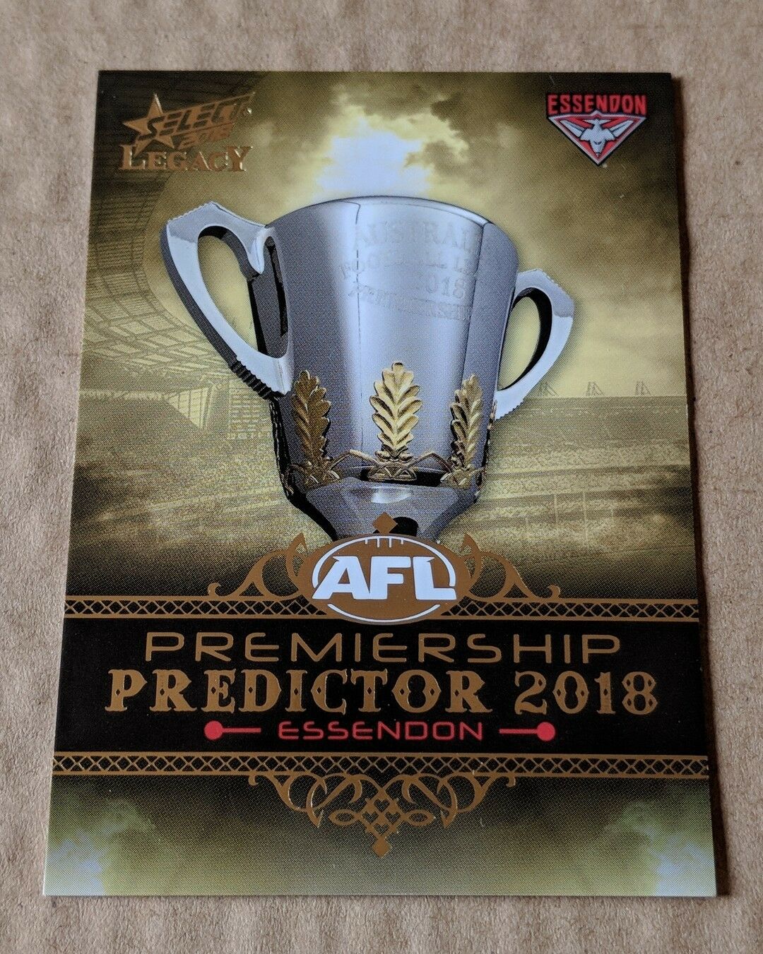 2018 AFL SELECT LEGACY GOLD ESSENDON PREMIERSHIP PREDICTOR CARD PP9 117/180