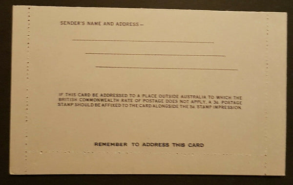 Australia Letter card 5d blue Queen Elizabeth   overprinted specimen mint LC 84w