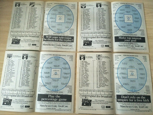Lot Of 1986 VFL Football Records Collingwood Games x 22