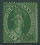 Queensland Australian States SG 9 6d green Chalon Used