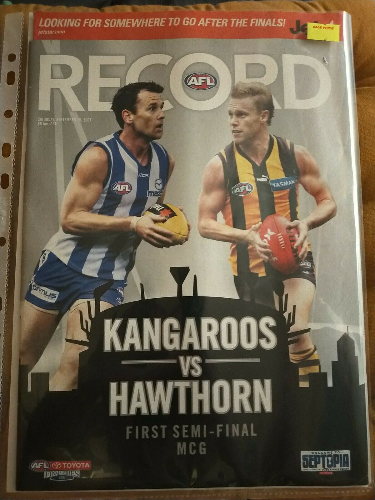 2007 1st Semi Final AFL Football Record North Melbourne v Hawthorn