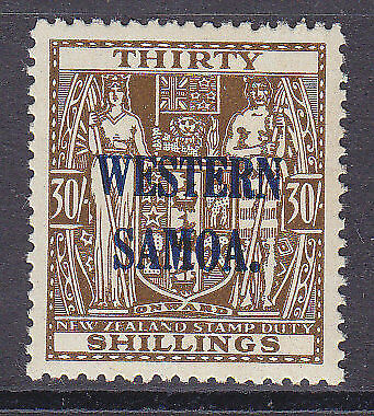 Samoa on New Zealand NZ SG 211 30/- brown Arms MUH