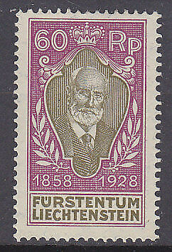 Liechtenstein SG 87 Accession of Prince John II 60r green and mauve MH