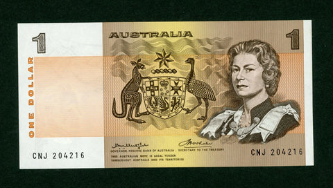 Australia R76c Mc108 One Dollar $1 Knight/Wheeler Side Thread Uncirculated Note