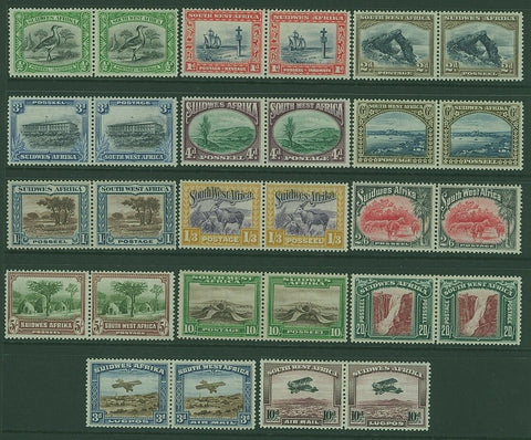 South West Africa Set of 14 in pairs SG 74/87 MH