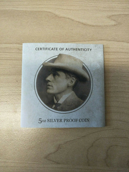2014 150th Anniversary of Banjo Paterson 5oz Silver Proof Coin+24k Gold $10 Note