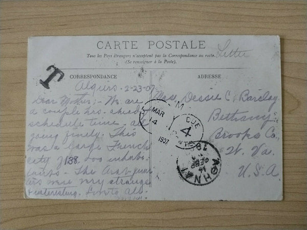 Algeria 1907 Postcard Unpaid 4 Cents Due L'Oasis de Bab-Darb