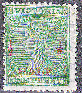 Victoria Australian States SG 175 ½d on 1d green Laureate Perf 12 Mint