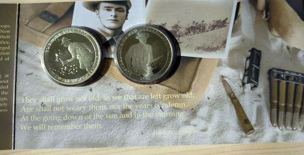 Australia New Zealand 2005 NZ Post Perth Mint ANZAC 90TH Anniversary Two Coin Set