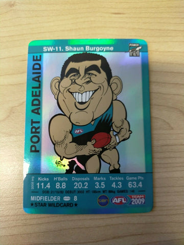 2009 Teamcoach Star Wildcard Printing Error Card Shaun Burgoyne Port Adelaide