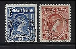 Falkland Islands Queen Victoria SG41-2 Set 2 used with lovely Mme Joseph cancels