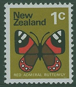 NZ New Zealand SG 1008c 1c Admiral Butterfly Blue omitted error muh