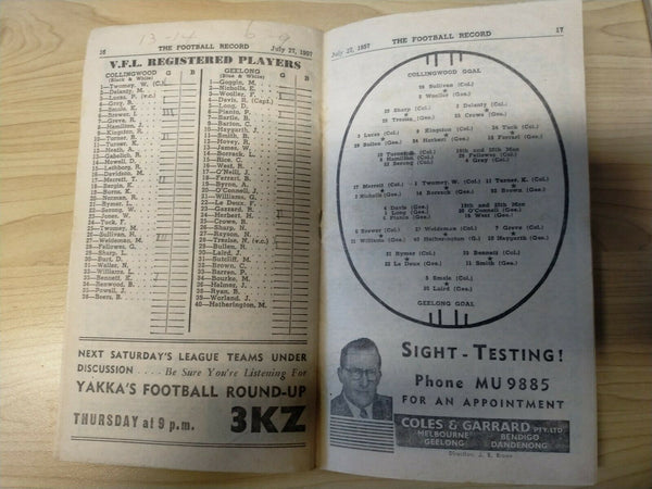 VFL 1957 July 27 Football Record Collingwood v Geelong