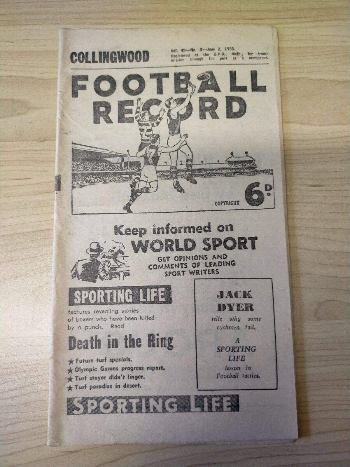 VFL 1956 June 2 Football Record Collingwood v North Melbourne