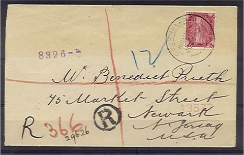 Cook Islands Pacific Ocean NZ - USA 1902 registered with scarce 1/- bird Perf11