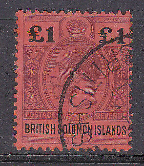 British Solomon Islands Pacific Islands SG 38 £1 purple and black/red KGV FU