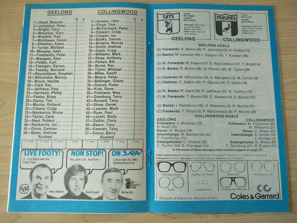 Lot Of 1982 VFL Football Records Collingwood Games x 21