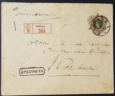 Netherlands Indies PostAgent Penang- Germany 1912 22½c postal stationery