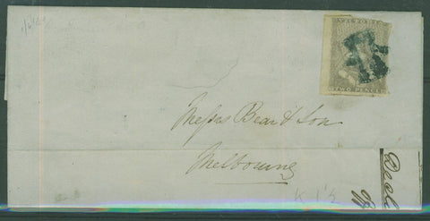 Victoria Australian States 1850 2d Half Length part entire Fiery Creek- Melbourne