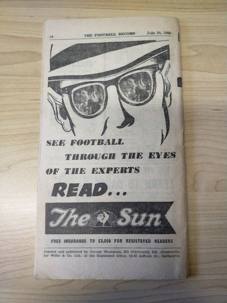 VFL 1956 July 28 Football Record Footscray v Collingwood