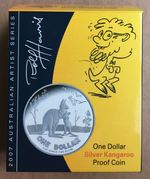 Australia 2007 Royal Australian Mint $1 Kangaroo Rolf Harris design Ounce Silver Proof