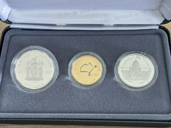 Australia 2001 Victoria Centenary of Federation State Proof Coin Set Colour $1 With COA