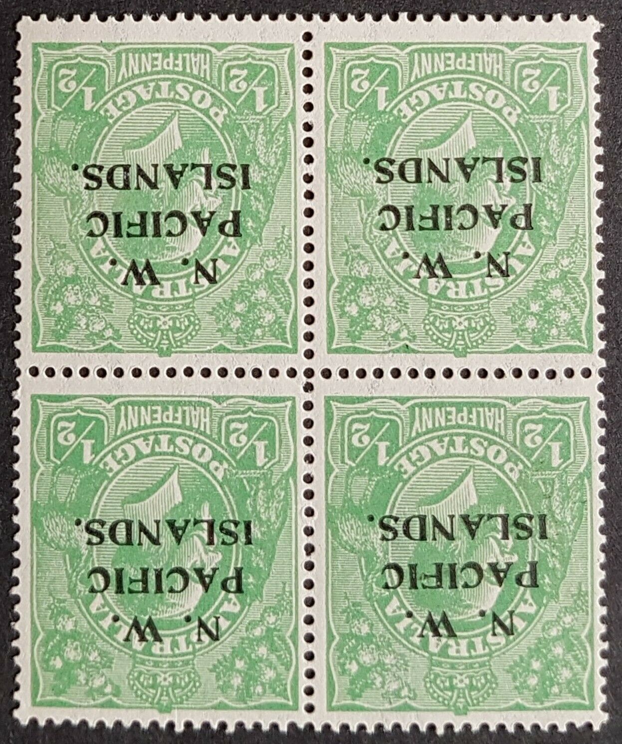 NWPI on Australia, New Guinea ½d KGV inverted watermark variety SG 119w mint