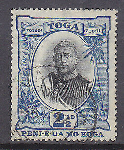 Tonga SG 43ba 2½d black and blue, variety No fraction bar in "½" Used