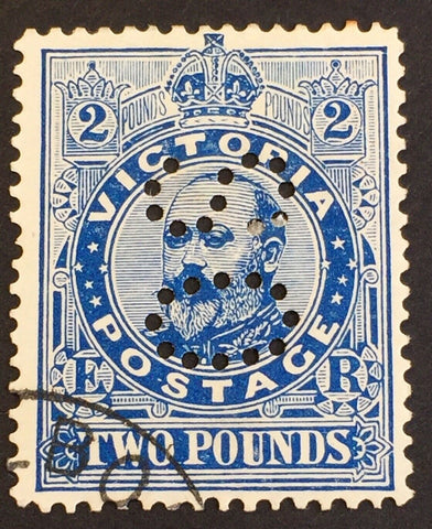 Victoria Australian states Australia SG 400 £2 deep blue KEVII perforated OS CTO