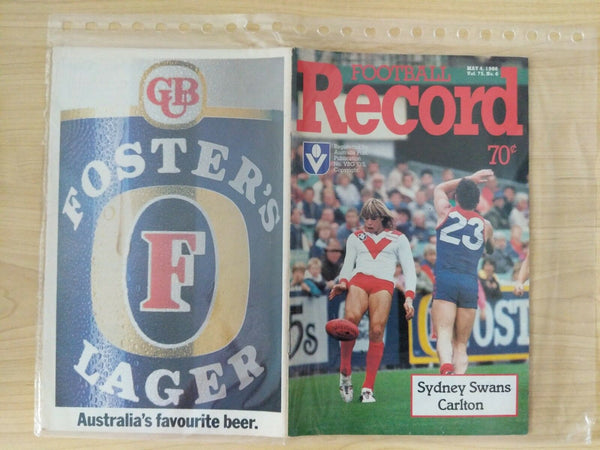 VFL 1986 May 4 Record SCG Sydney Swans v Carlton