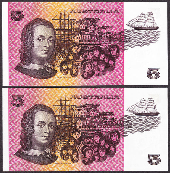 Australia R208 $5 Johnston/Stone Uncirculated Pair