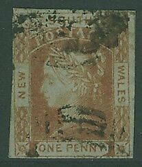 NSW Australian States SG 49 1d orange-brown laureate Used Stamp