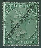 Bermuda SG 13 3d on 1s green Queen Victoria, some perforations clipped. Used