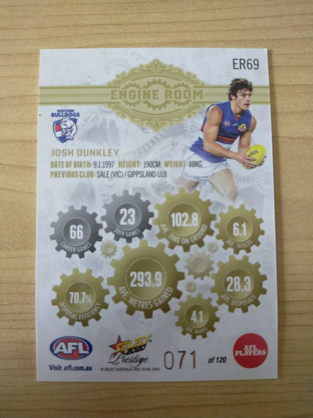 2020 Select Prestige Engine Room Josh Dunkley Western Bulldogs No. 071/120