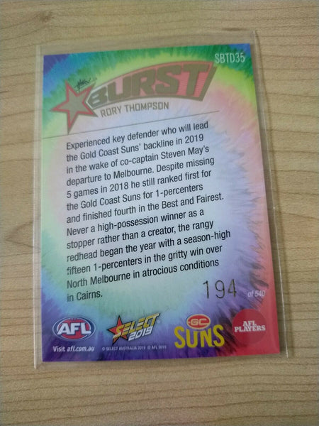 2019 Select Tie Dye Starburst Rory Thompson GC Suns